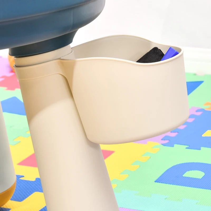 HOMCOM Ensemble table de construction bureau enfant table à dessin 3 en 1 multi-activités pour enfant avec tabouret Ø 63 x 49H cm bleu et blanc