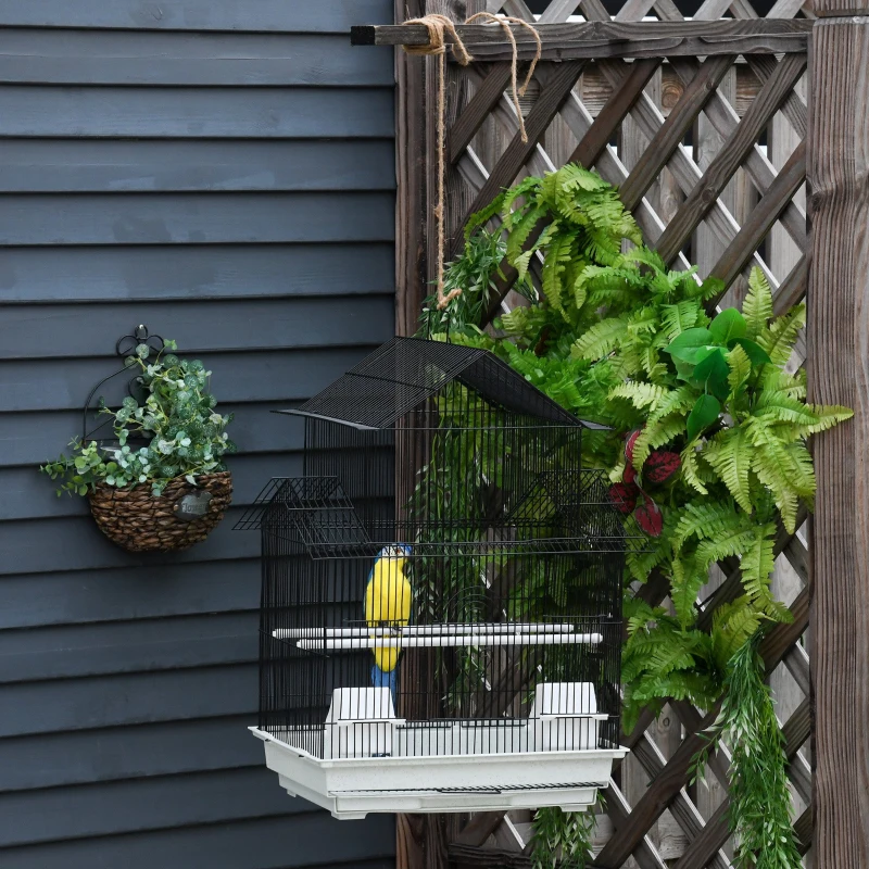 PawHut Gabbia per Uccelli in Metallo e Plastica con Maniglia di Trasporto e Vassoio Estraibile, 51x40x67cm