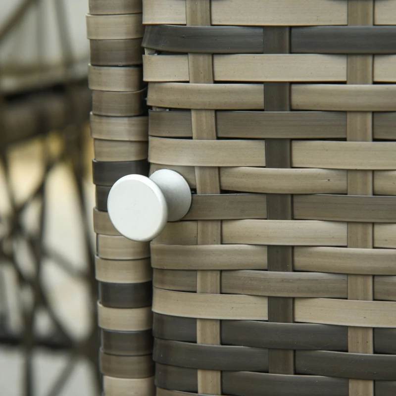 Outsunny Set 2 Poltrone da Giardino e Tavolino Contenitore in Rattan PE e Acciaio, Arredamento da Esterno Grigio e Beige