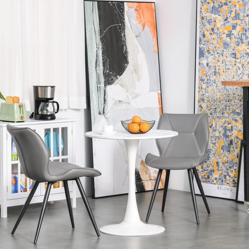 HOMCOM Tavolo da Pranzo Rotondo Multiuso Effetto Marmo Φ70cm Bianco