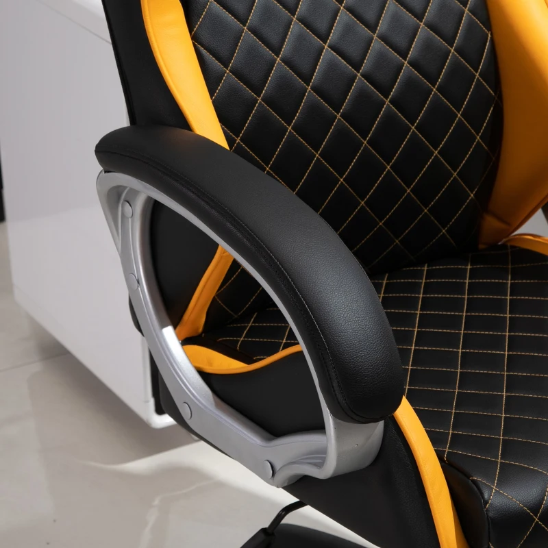 Vinsetto Sedia da Ufficio Ergonomica con Altezza Regolabile, Dondolamento e Ruote Girevoli Arancione, 64.5x72x121-131cm