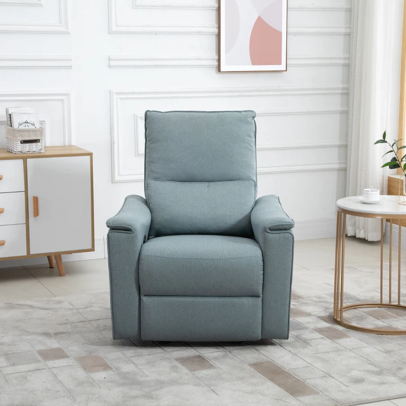 HOMCOM Poltrona Reclinabile Manuale con Extra Imbottitura, Inclinazione 150° con Poggiapiedi, 83x90x104cm Grigio-verde