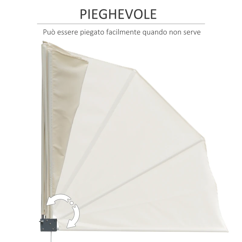 Outsunny Tenda Frangivista a Ventaglio Salvaspazio e Richiudibile in Alluminio e Poliestere, 140x10x140cm Bianco Crema
