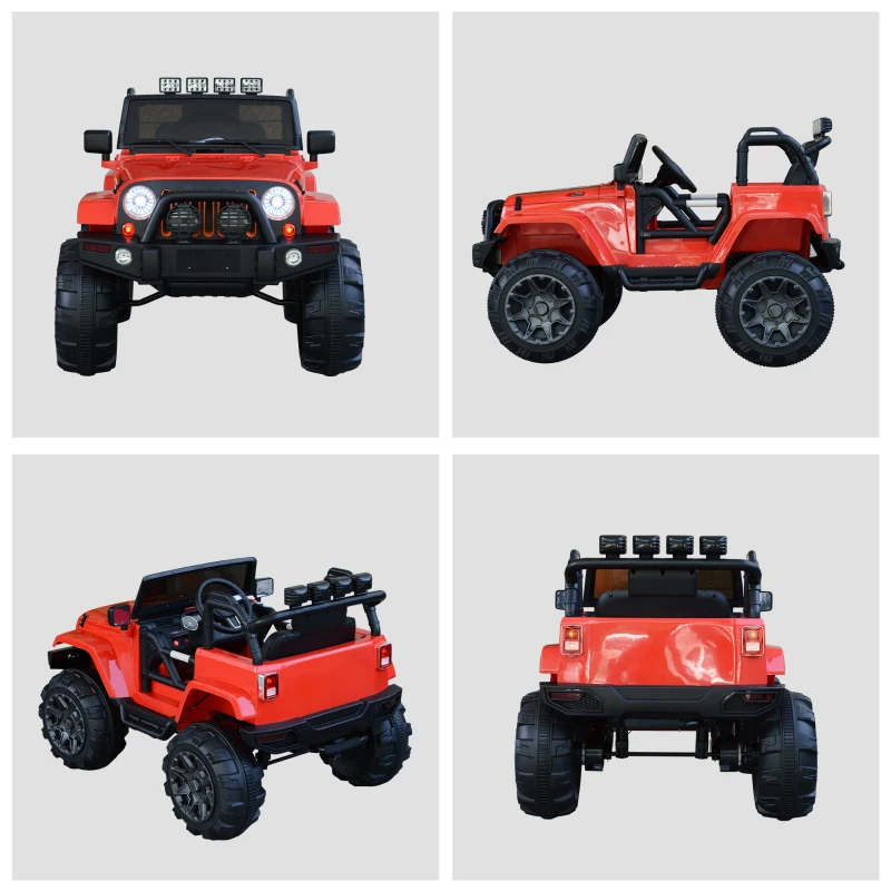 HOMCOM Macchina Elettrica per Bambini 3-8 Anni 12V con Telecomando e USB Rosso