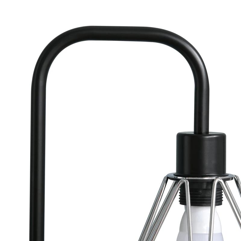 HOMCOM Lampada da Terra Moderna Paralume in Filo Metallico Palo in Metallo e Base in Marmo Ф25x152cm Nero Argento Bianco