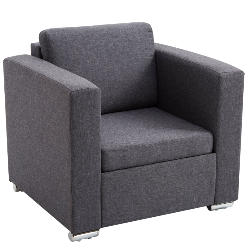 Homcom Poltroncina Moderna con Rivestimento in Tessuto Grigio Scuro, 81x73x78cm