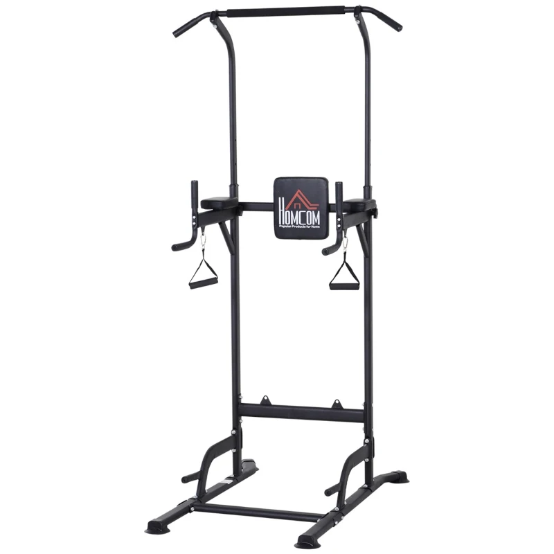 HOMCOM Stazione Fitness Multifunzione Power Tower per Allenamento a Casa Professionale Portata 120kg 129x98x172-224cm
