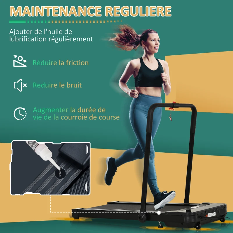 HOMCOM Tapis de course Fitness électrique pliable - 1 à 10 Km/h - écran LED multifonctions - puissance 600 W - acier noir