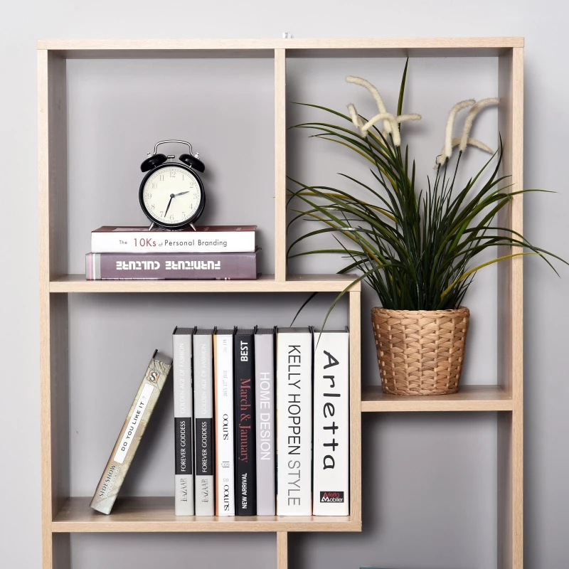 HOMCOM Libreria in Legno Design Moderno con 8 Ripiani, 70x24x178cm, Color Legno Naturale