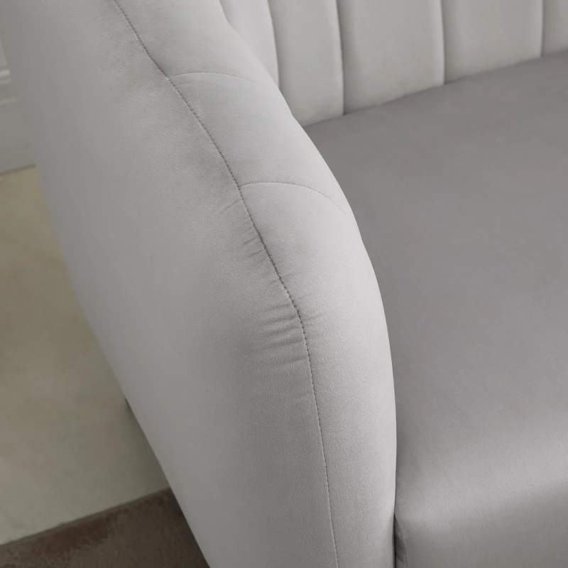 HOMCOM Divano 2 Posti Design Moderno Imbottito con Braccioli e Spalliera, per Soggiorno, Sala, Ufficio, Colore Grigio