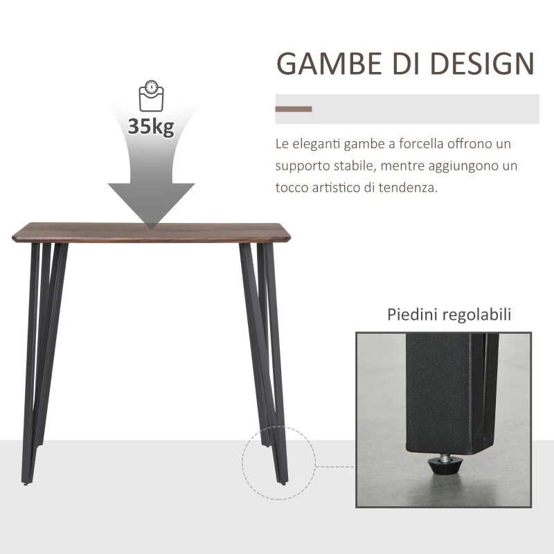 HOMCOM Tavolo Rettangolare in Stile Rustico Industriale in MDF e Metallo, Tavolo da Cucina e Bar 110x60x102cm Marrone