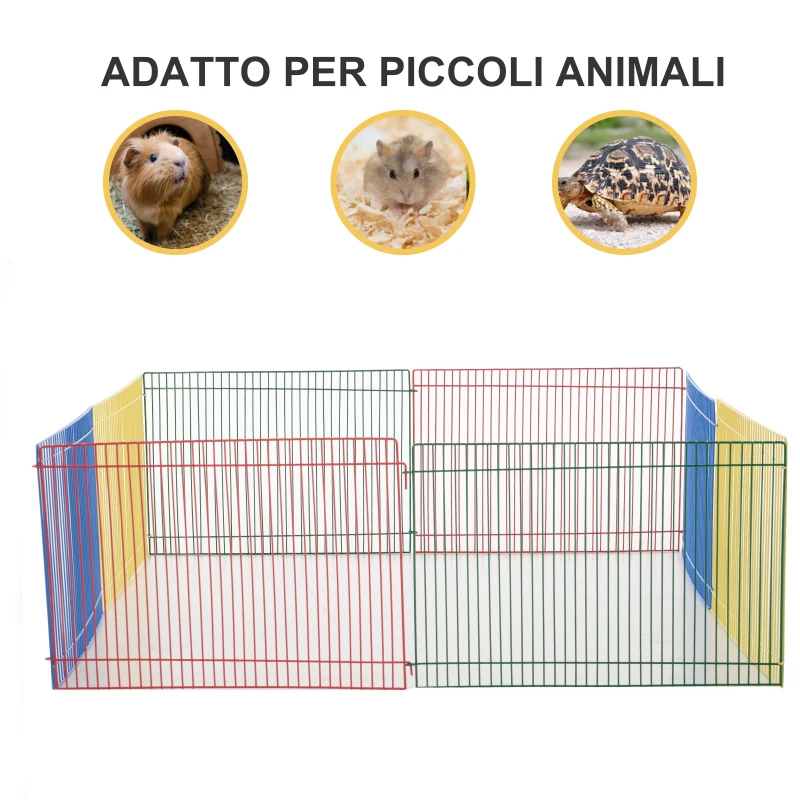 PawHut Box per Animali Modulabile 8 Pezzi, Recinto per Tartarughe Piccole, Criceti, 69x69x23cm Multicolore