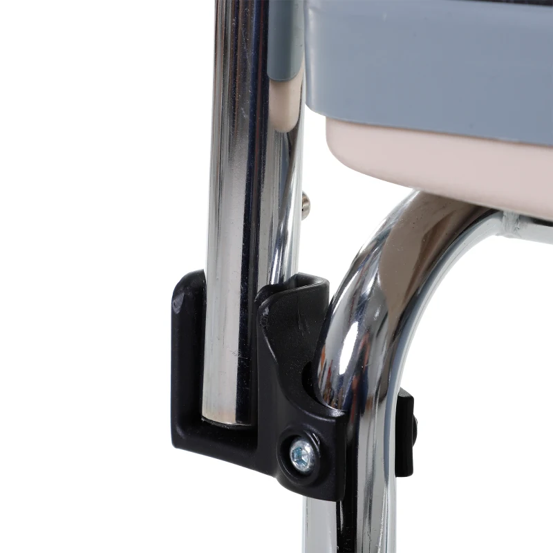 HOMCOM Carrozzina WC Impermeabile Antiscivolo con Vaso Rimovibile Anziani e Disabili Ecopelle e Metallo 66x55x92cm