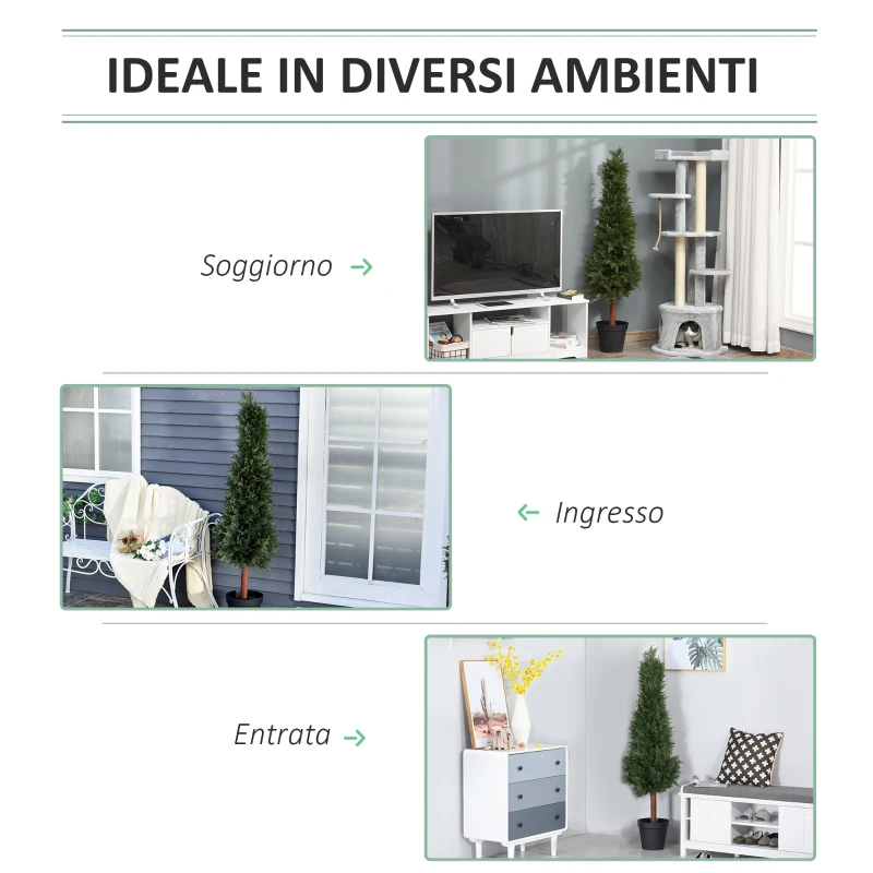 Outsunny Pino Artificiale con Vaso, Pianta Finta Decorativa Interno ed Esterno Alta 150cm, Verde