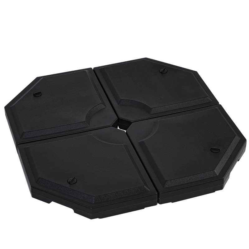 Outsunny Basamento per Ombrellone da Giardino con Base a Croce, Set 4 Mattonelle HDPE Impermeabile da Riempire 96x96x9cm