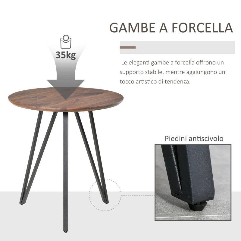 HOMCOM Tavolo da Cucina o da Soggiorno in Stile Industriale, Moderno e Multiuso in Legno e Metallo Nero, Rotondo Φ70cm