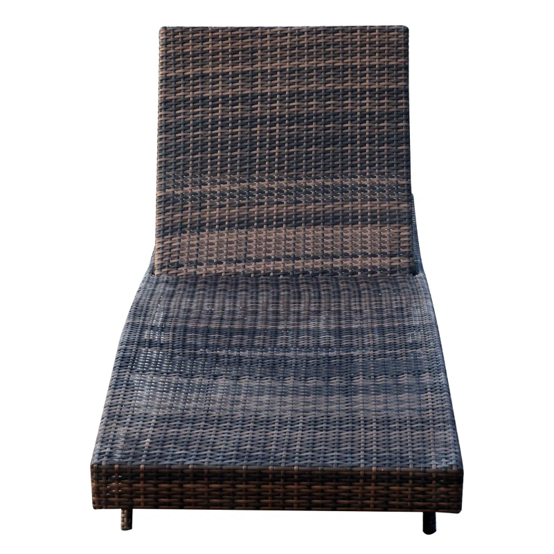 Outsunny Lettino Sedia a Sdraio Prendisole da Giardino Spiaggia in Alluminio Polyrattan Portata 180 kg Marrone