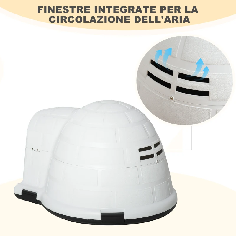 PawHut Cuccia Casetta da Esterno per Cani di Taglia Piccola a Forma di Igloo con Porta, per Carlino, Bichon Fries, Chihuahua, 68.2x80x53cm