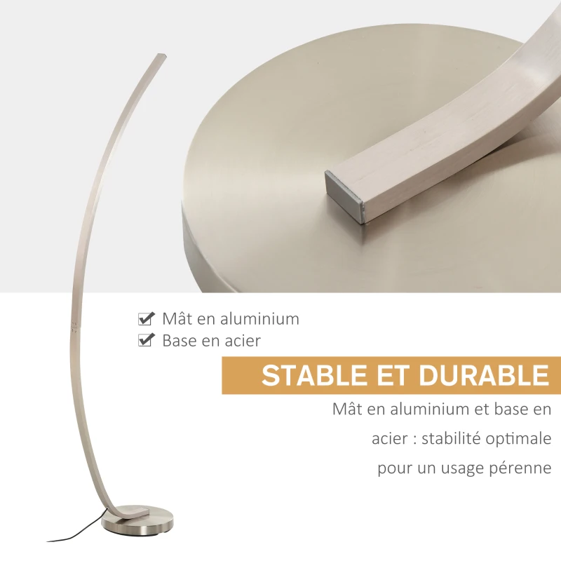 HOMCOM Lampadaire design LED argent dim. 50L x 23l x H149 cm