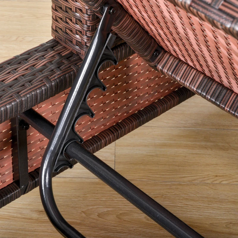 Outsunny Divano da Esterno Convertibile in Rattan Marrone, Salotto Mobile da Giardino con Cuscini Imbottiti, 220x68x62cm