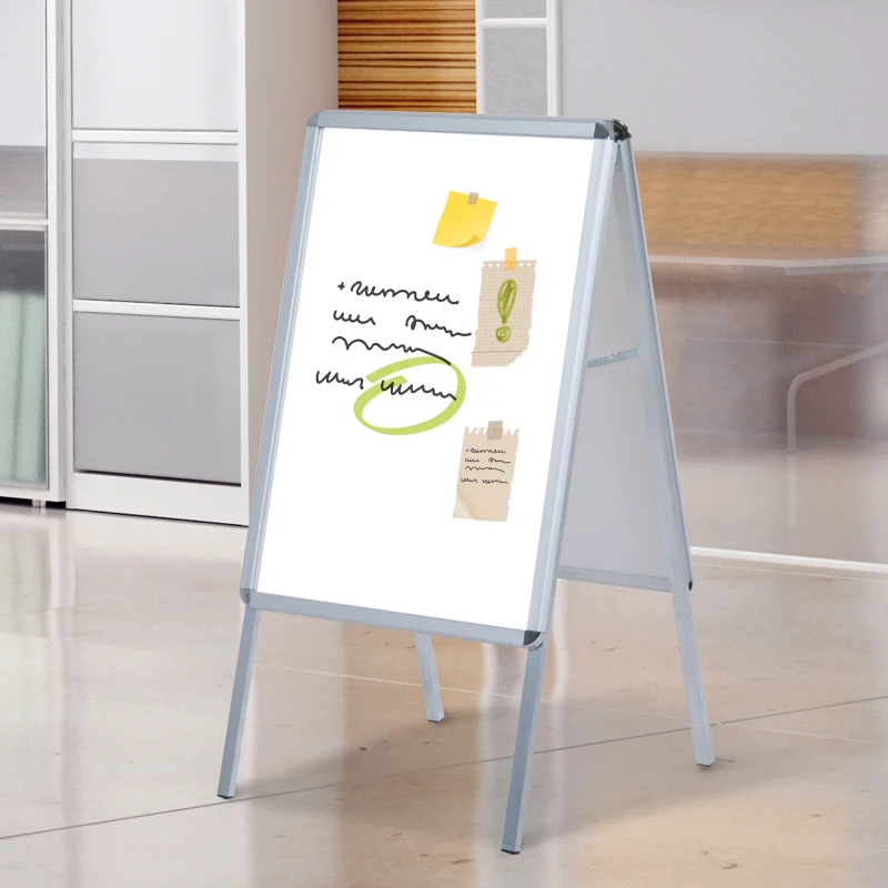 HOMCOM Espositore Pubbliciario Bifacciale a Cavalletto Pieghevole in PVC Bianco