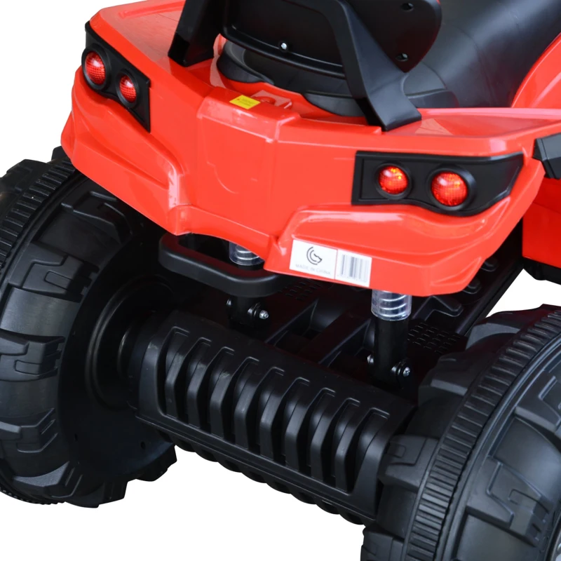 HOMCOM Quad per Bambini Elettrico Batteria 12V 2 Velocità con Luci e Presa USB Ruote Ammortizzate, Rosso, 103.5x69.5x70cm