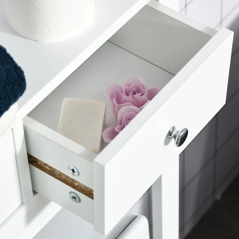 Kleankin Mobile per WC Scaffale Bagno Salvaspazio, 3 Mensole e 2 Cassetti