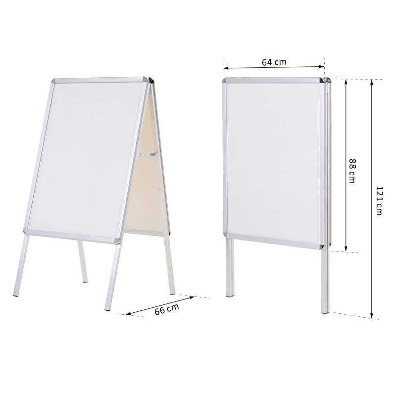 HOMCOM Espositore Pubbliciario Bifacciale a Cavalletto Pieghevole in PVC Bianco