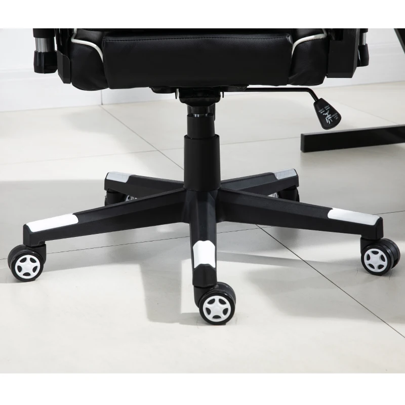 Vinsetto Poltrona da Gaming con Altezza Schienale Regolabile, Sedia Ufficio con Poggiatesta e Cuscino Lombare Nera e Bianca