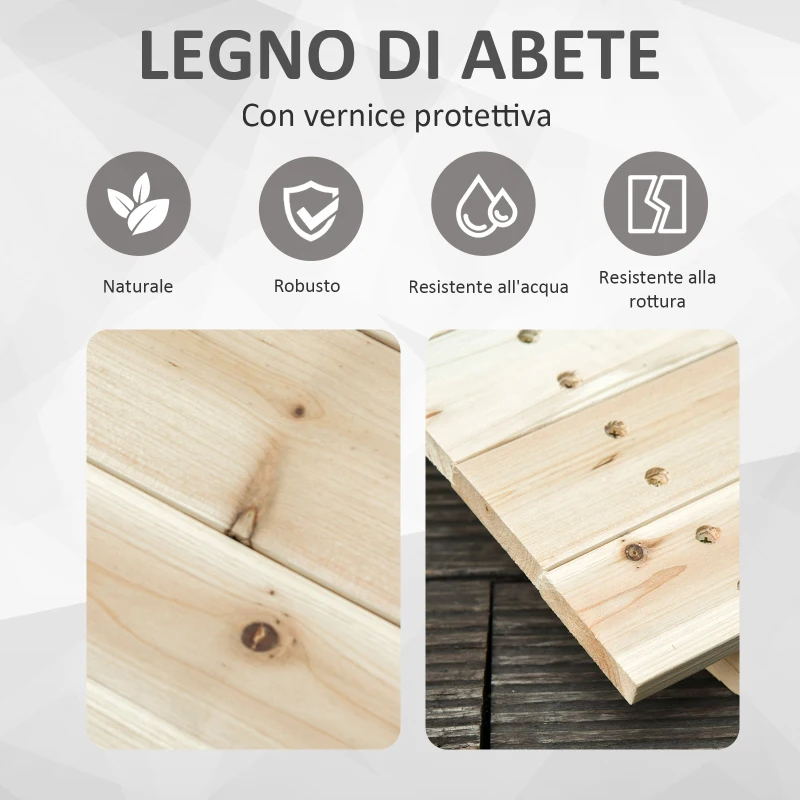 Outsunny Ponticello di Legno per Giardino Passerella Curva con Ringhiera, 228x75x110cm Colore Legno Naturale