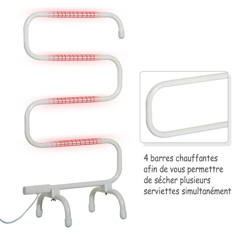 HOMCOM Sèche serviettes électrique 100 W sur pied 50 x 30 x 95 cm crème