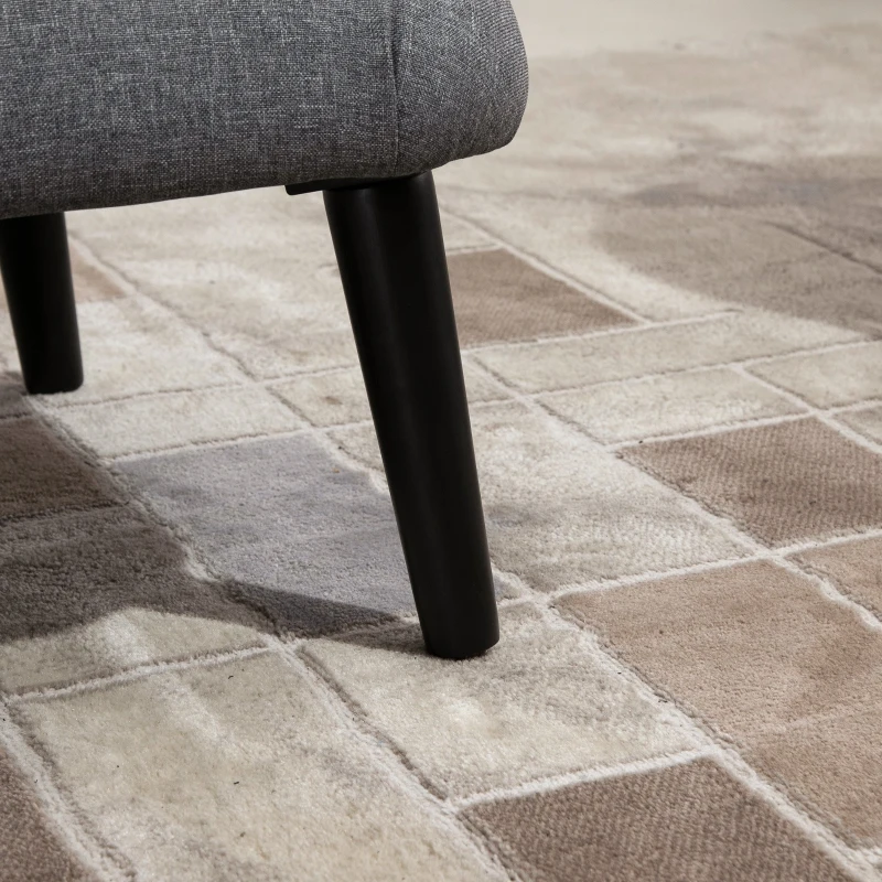 HOMCOM Divano 2 Posti Compatto in Tessuto con Gambe in Legno, Arredamento Moderno per Casa e Ufficio, Grigio, 114x57x70cm