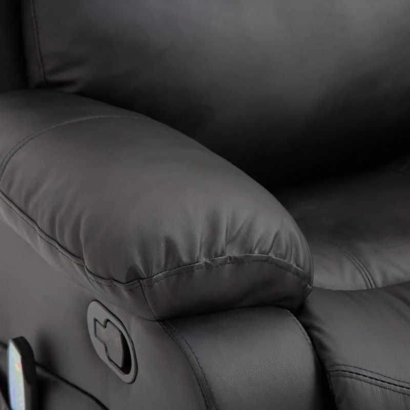 HOMCOM Poltrona Relax Massaggiante con 8 Punti, Poltrona Reclinabile Riscaldante in Pelle PU 97 x 92 x 104cm Nero