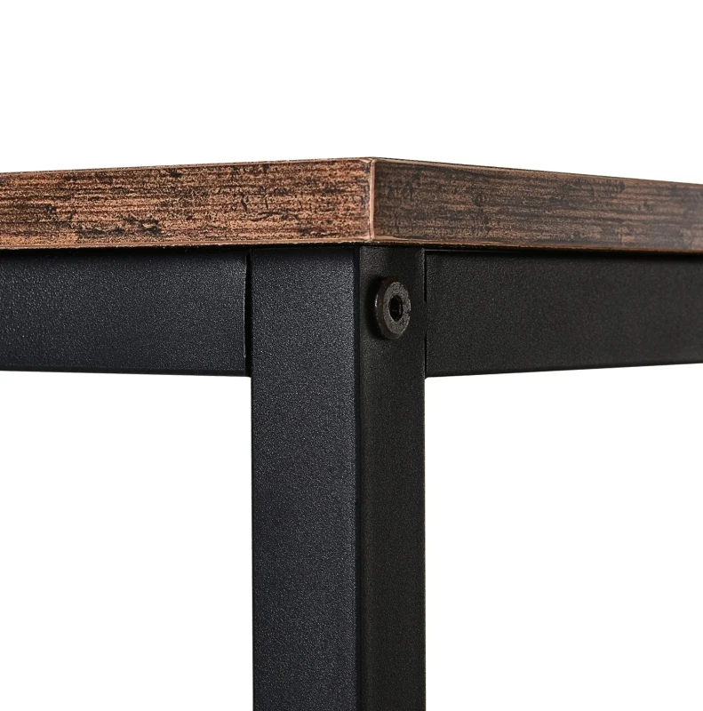 HOMCOM Scrivania Moderna Design Industriale in Metallo e Pannelli Truciolari Impermeabili e Antigraffio con Mensola, 120x60x77cm