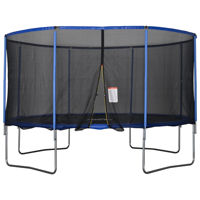 HOMCOM Tappeto Elastico per Bambini e Adulti con Rete e Bordo Imbottito Φ426x269cm - Blu/Nero