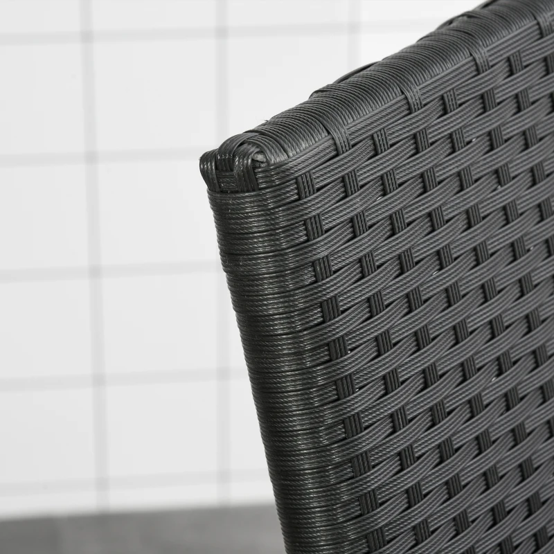 Outsunny Transat bain de soleil pliable style colonial inclinaison réglable multipositions accoudoirs roues résine tressée 4 fils noir