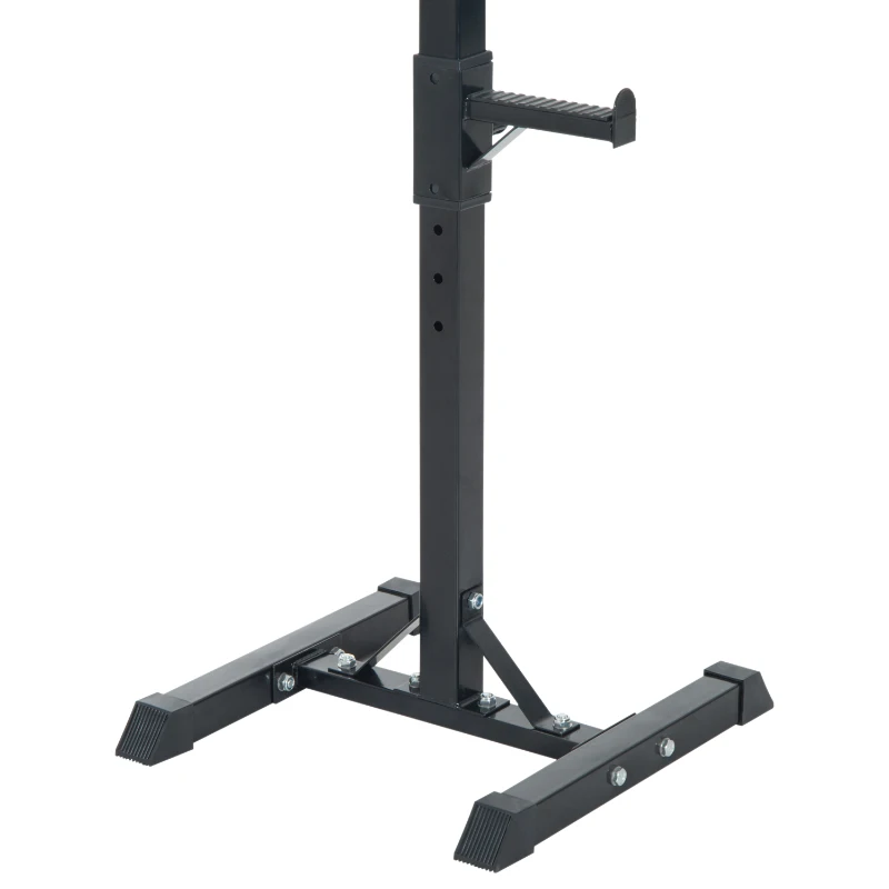 HOMCOM Rack Palestra Regolabile in Altezza su 12 Livelli, Rack Squat in Acciaio, Supporto Bilanciere Max 150KG, 52x48x108-163 cm, Nero