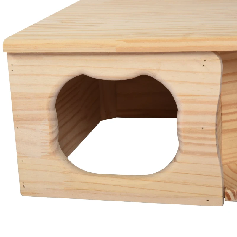 PawHut Casetta Gioco per Roditori e Piccoli Animali in Legno di Abete Naturale, Accessorio per Gabbie, 60x37x19.7cm