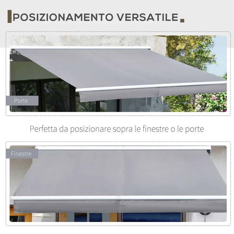 Outsunny Tenda da Sole a Bracci 250x200cm Elettrica Apertura con Telecomando o Manovella, in Alluminio e Poliestere Grigio
