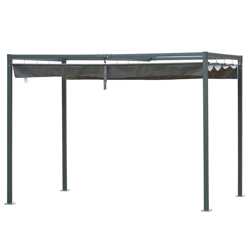 Pergola rétractable polyester haute densité métal époxy gris