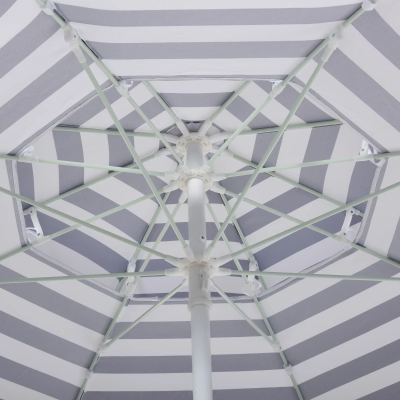 Outsunny Parasol droit octogonal double toit Ø 223 cm tissu polyester haute densité anti-UV hauteur réglable sac de transport inclus bleu blanc