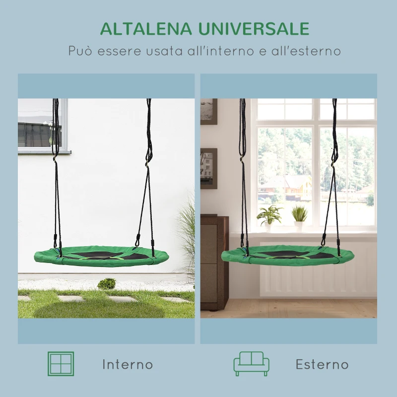 HOMCOM Altalena da Giardino con Rete Traspirante per Bambini Φ100x4.5cm Verde