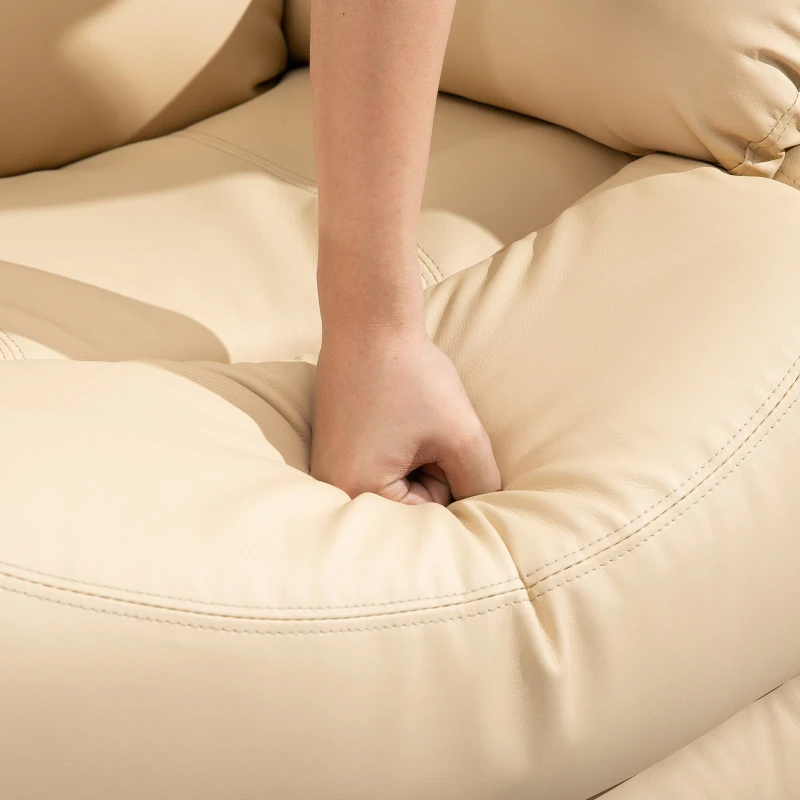 HOMCOM Poltrona Relax con 8 Punti Massaggianti e Riscaldamento, Reclinabile con Poggiapiedi, 97x92X104cm Ecopelle Beige