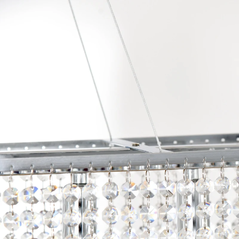 HOMCOM Lampadario Moderno a Gocce, 128 Pendenti in Cristallo e Base in Metallo, 7 Attacchi E14 40W, 80x20x130cm Argento