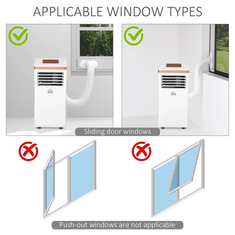 HOMCOM Condizionatore Portatile Deumidificatore con Telecomando, Timer 24h e 2 Velocità, 785W Classe Energetica A, 7000BTU, 35.5x34x70cm Bianco