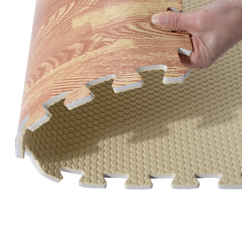 Homcom Tappeto Puzzle Antiscivolo Effetto Legno in EVA Set da 16 Pezzi da 60x60cm, Tappeto Fitness e Gioco