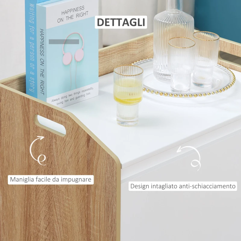 HOMCOM Cassapanca in Legno Moderna, Panca Contenitore Bianca per Casa e Camera da Letto, con Schienale 62.4x40x51.5cm