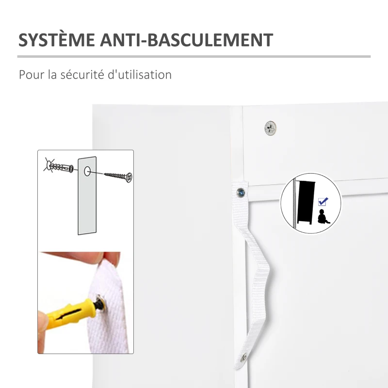 HOMCOM Meuble de rangement unité de rangement 3 niches 4 tiroirs non tissé panneaux particules blanc