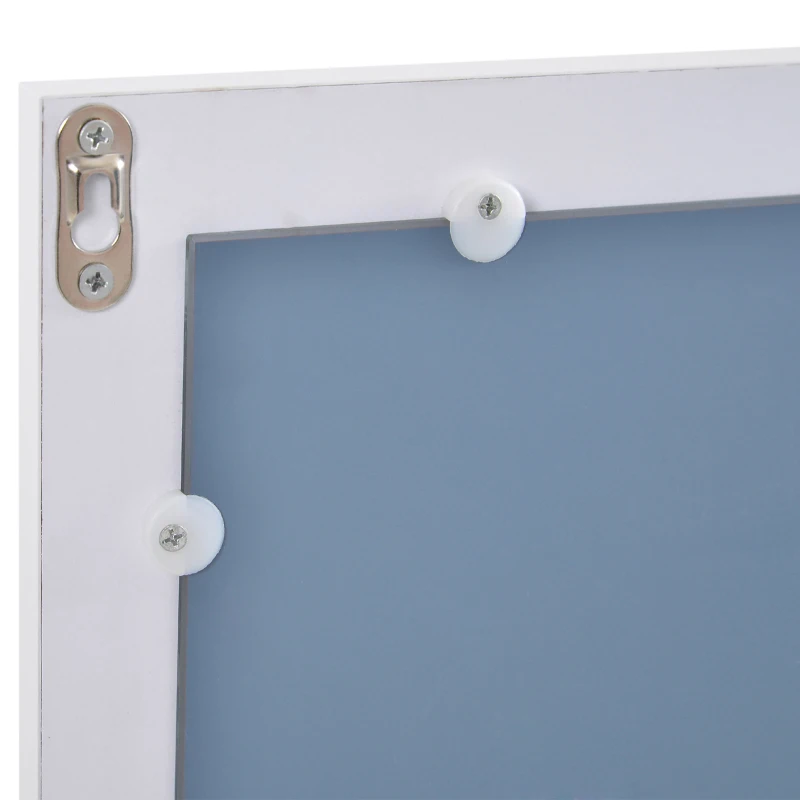 kleankin Specchio da Parete con Cornice in MDF e Vetro Argentato, Specchio Camera da Letto e Bagno, 52x1.9x72cm Bianco