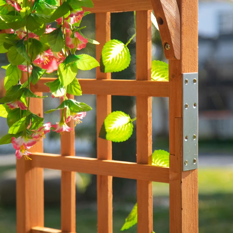 Outsunny Arco in Legno da Giardino con Pergola e Spalliera per Piante Rampicanti, Decorazioni per Matrimonio e Patio, 160x60x215cm